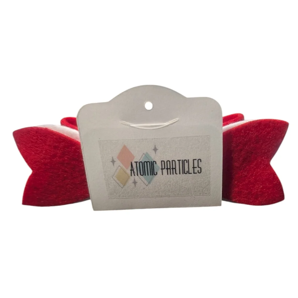 Red & White Felt Hair Bow Clip